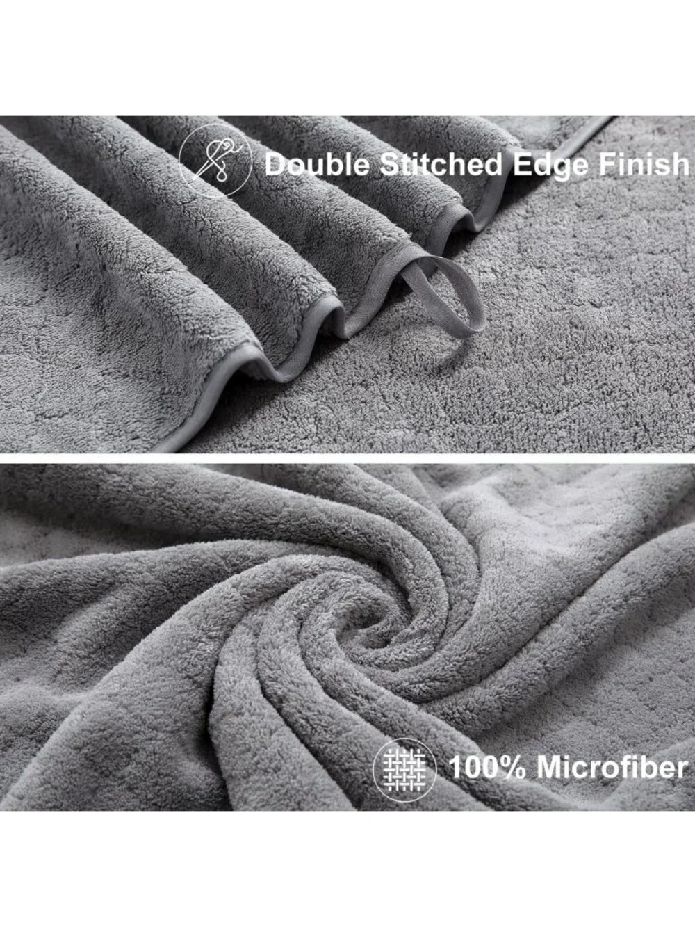 12-Piece Luxury Bath Towel Set - Extra Absorbent, Soft & Quick Dry - Grey Family